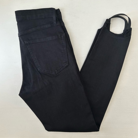 Topshop Black Jamie Stirrup Denim Leggings High Rise Stretchy Jeans Size 26 - Picture 13 of 14
